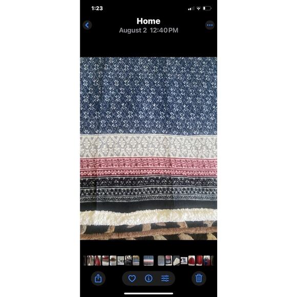 Eddie Bauer Fair Isle Blue & Burgundy Sherpa Reverse 50x70 Throw Blanket - NEW - Picture 4 of 6